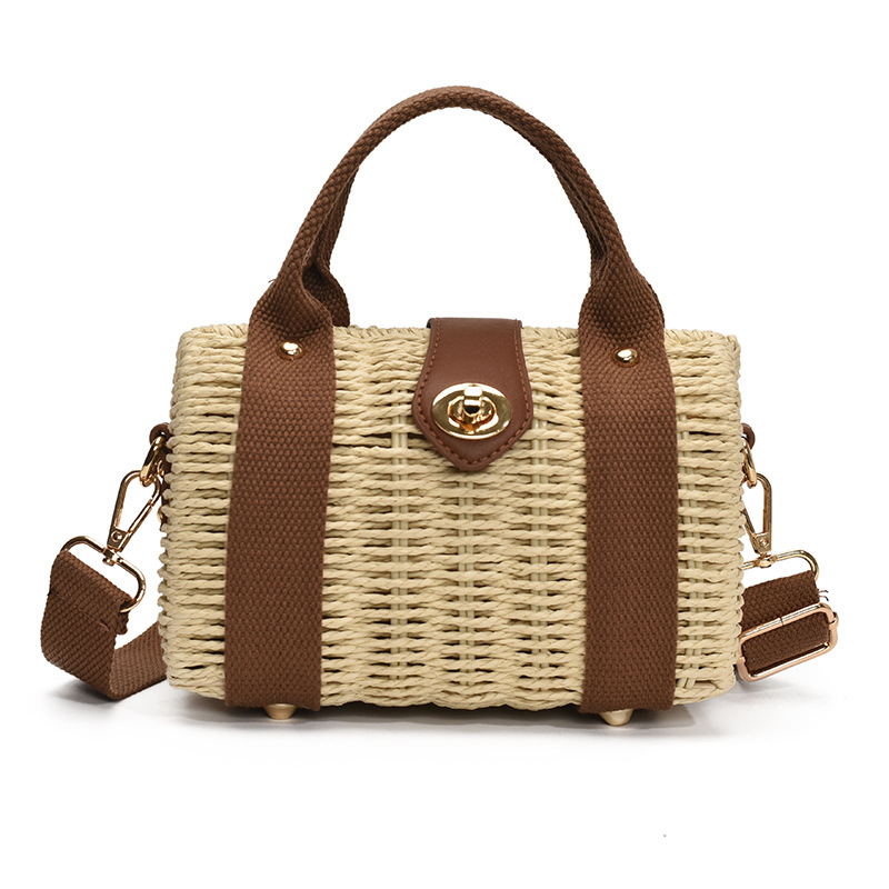 Box Bag Simplitate urbană Geantă de paie crossbody cu închidere, căptușeală poliester, primăvara 2025