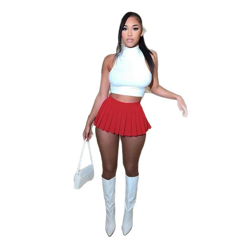 Плисирана мини пола - полиестер и спандекс, пресована изработка, лято 2025