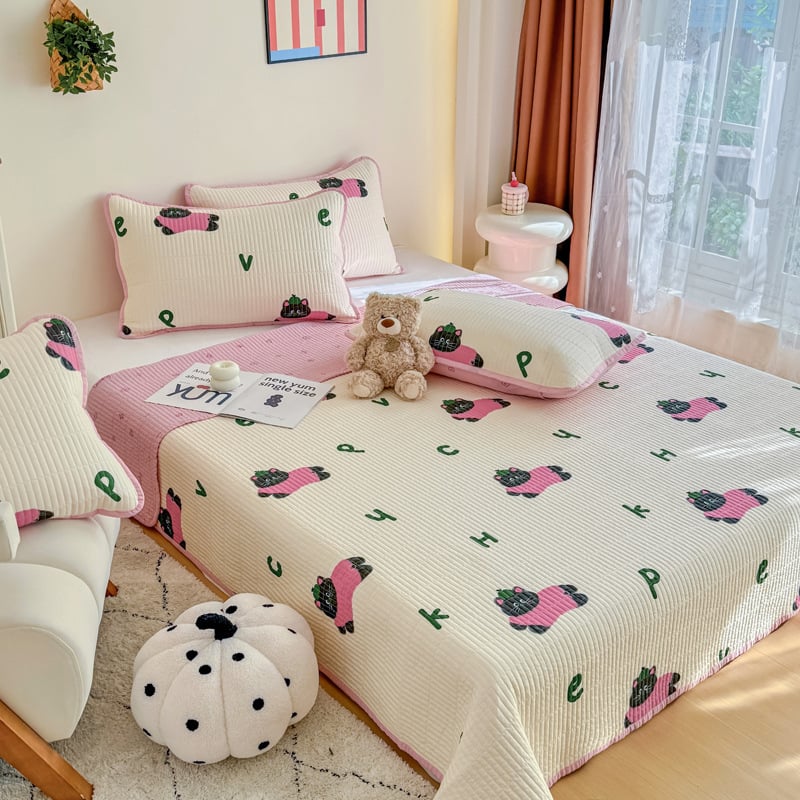 Set de pat cu husă dublu față din bumbac, cu imprimeu desen animat, stil tatami, 3 piese, 100% bumbac, densitate țesătură 133x72, 40 Fire, imprimare reactive, țesătură twill