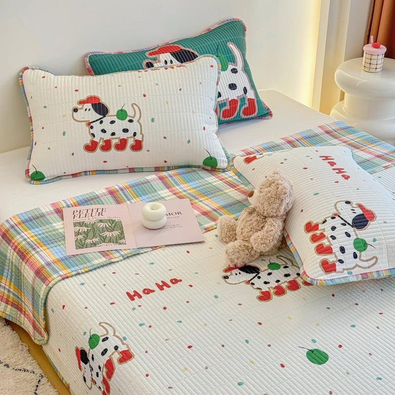 Set de pat cu husă dublu față din bumbac, cu imprimeu desen animat, stil tatami, 3 piese, 100% bumbac, densitate țesătură 133x72, 40 Fire, imprimare reactive, țesătură twill