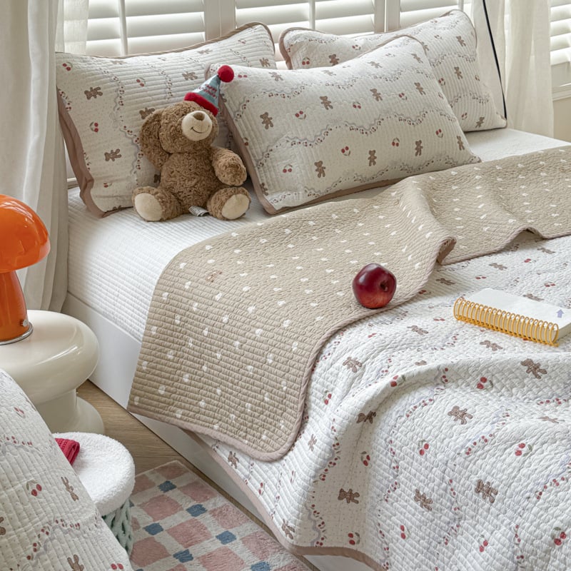 Set de pat cu husă dublu față din bumbac, cu imprimeu desen animat, stil tatami, 3 piese, 100% bumbac, densitate țesătură 133x72, 40 Fire, imprimare reactive, țesătură twill