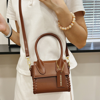 Geantă de umăr din PU, formă verticală pătrată, închidere cu fermoar, buzunar interior cu fermoar, căptușeală PU, utilizare zilnică