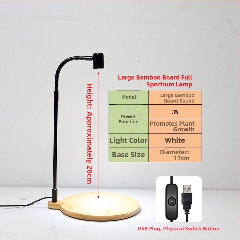 LED φως ανάπτυξης φυτών για παχύφυτα και φυτά σε γλάστρες - πλήρες φάσμα, 3W, 0,5 kg
