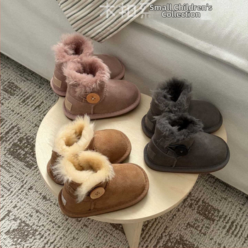 Baba járócipő, uniszex, téli gyerekcsizma gyapjú felsőrésszel és vastag gumi-EVA talppal