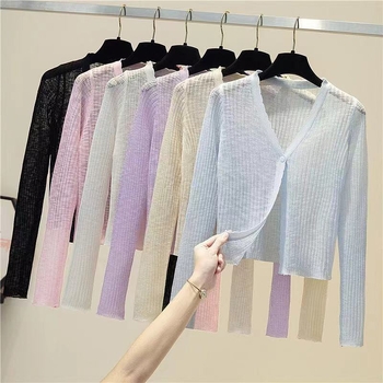 Ljetni Ice Silk kardigan, dugi rukavi, slobodan kroj, jedno dugme, UPF30+, viskoza 50–70%