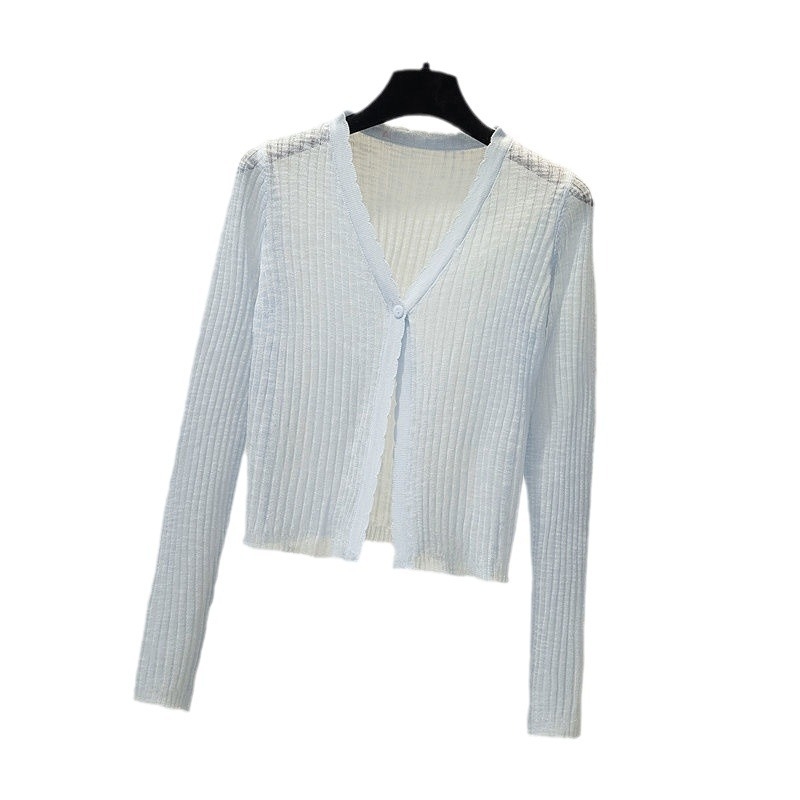 Ljetni Ice Silk kardigan, dugi rukavi, slobodan kroj, jedno dugme, UPF30+, viskoza 50–70%