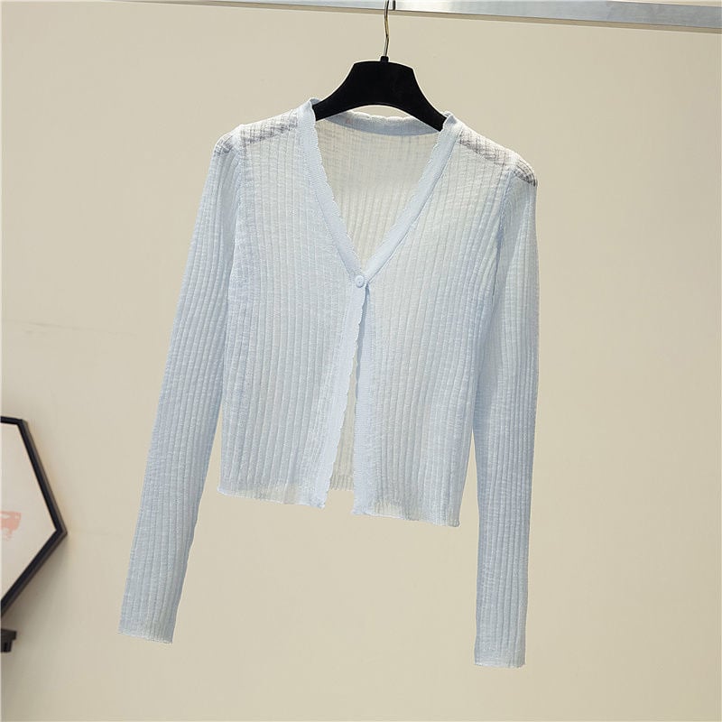 Ljetni Ice Silk kardigan, dugi rukavi, slobodan kroj, jedno dugme, UPF30+, viskoza 50–70%