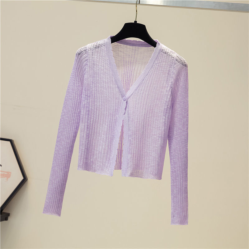 Ljetni Ice Silk kardigan, dugi rukavi, slobodan kroj, jedno dugme, UPF30+, viskoza 50–70%