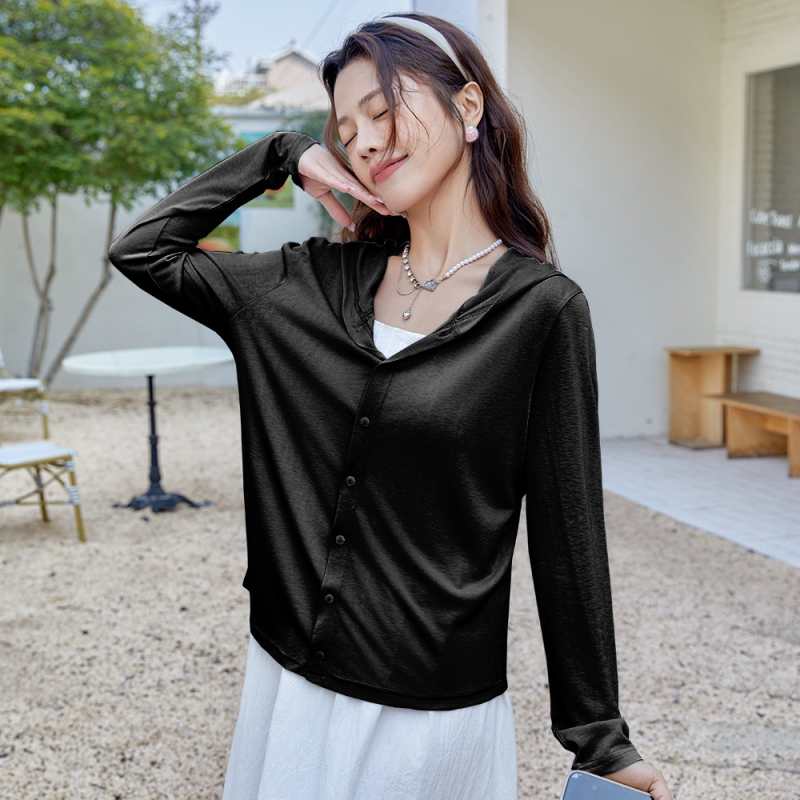 Ženski UV-zaštitni kardigan od Tenzela, dugi rukavi, lagan pleteni gornji dio, UPF30+, 50–70% Tencel, Spandex <30%