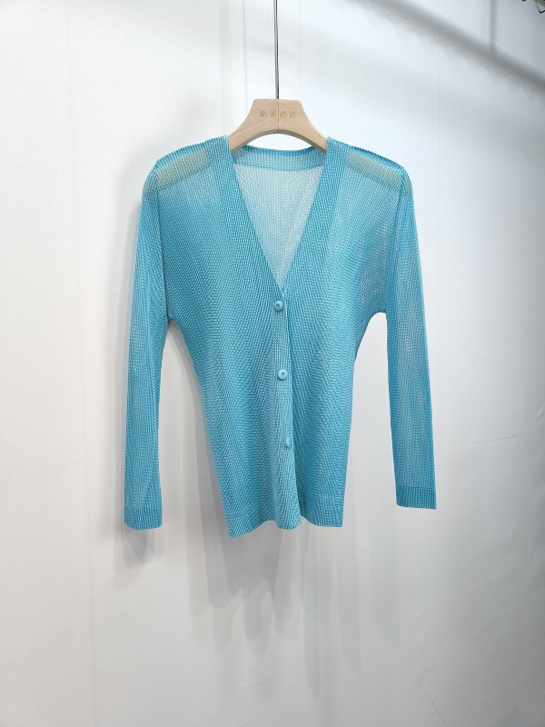 Cardigan z sieťoviny s V výstrihom, dlhé rukávy, voľný strih, polyester, casual štýl, jar 2025