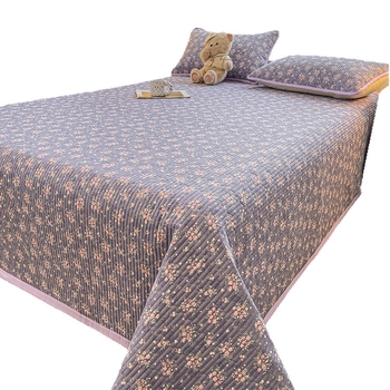 Acoperire pat din tifon dublu strat, husă antiderapantă în stil tatami pentru saltea, set de 3 piese, imprimeu cu desene animate, vopsire reactiva, fibre sintetice