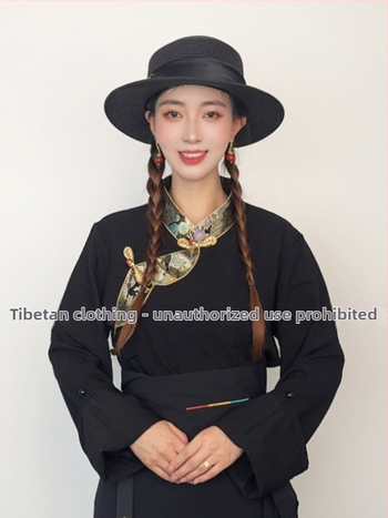 Ženska košulja tibetanskog stila sa zlatnim obrubom vezenom za folklorne plesove