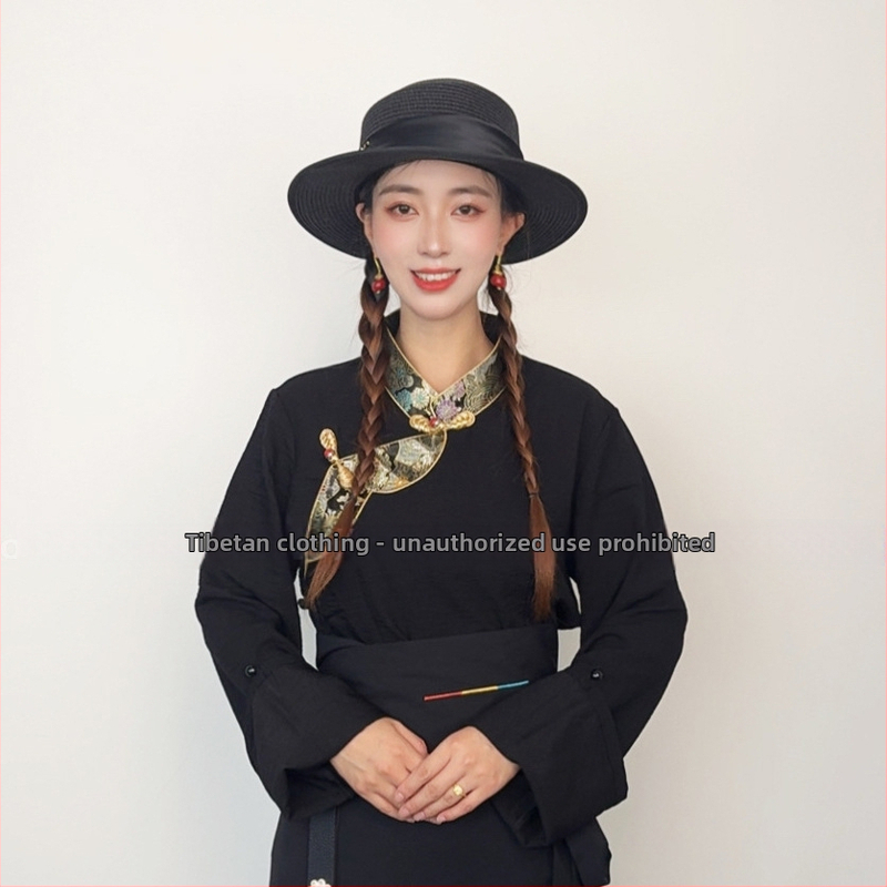 Ženska košulja tibetanskog stila sa zlatnim obrubom vezenom za folklorne plesove