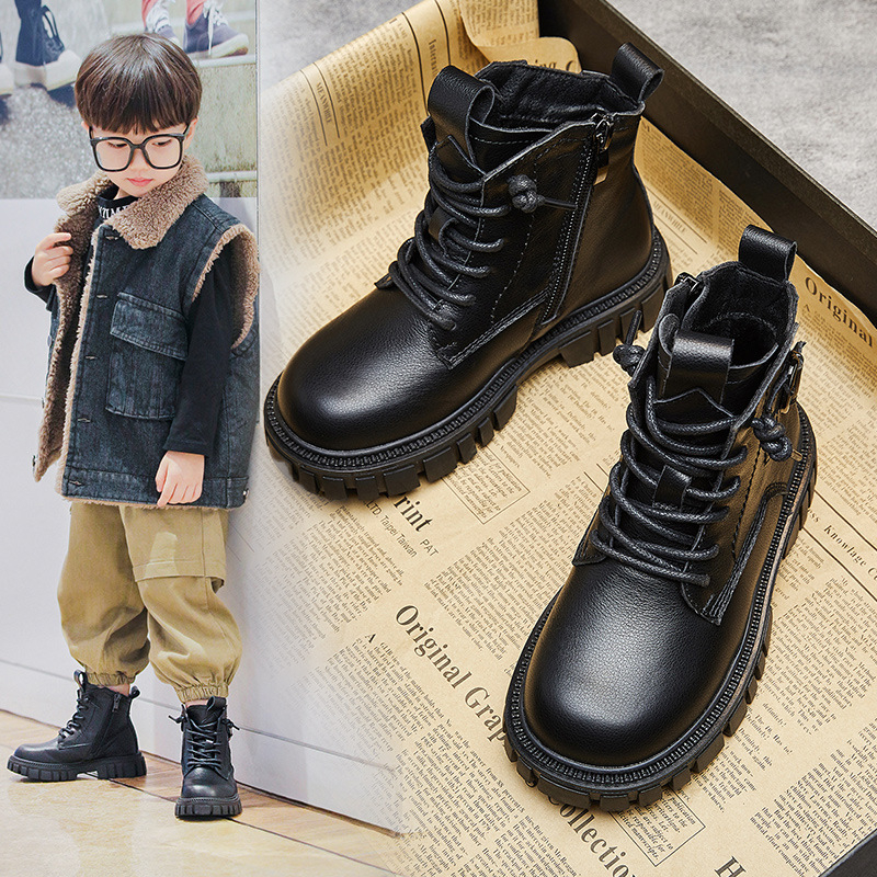 Detské Martin topánky, fleecovou podšívkou, proti zápachu, protišmyková podrážka, vrchná časť z dvojvrstvovej hovädzej kože, vhodné pre zimu, jeseň a jar