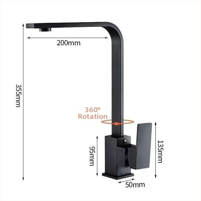 Nerezová kuchynská batéria, model 10090, miešací ventil, montáž typu sedadlo, keramický ventil s jadrom