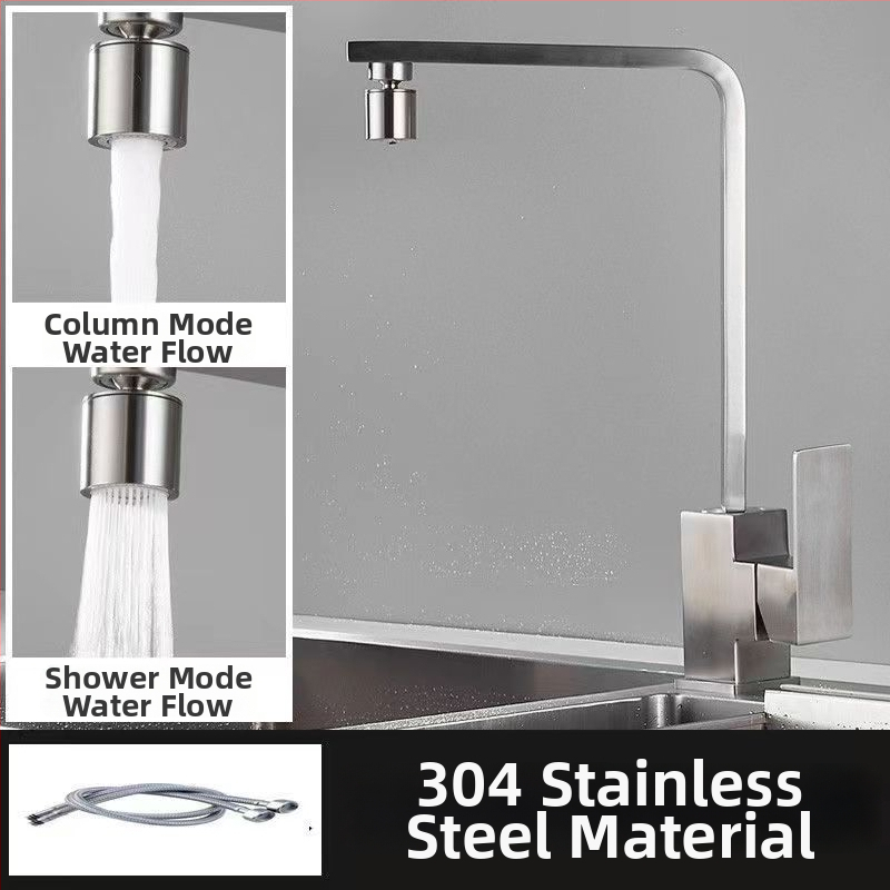 Nerezová kuchynská batéria, model 10090, miešací ventil, montáž typu sedadlo, keramický ventil s jadrom