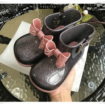 Детски гумени ботуши за дъжд за момичета, нисък цилиндър, панделка, PVC горна част, PVC подметка, подходящи за пролет