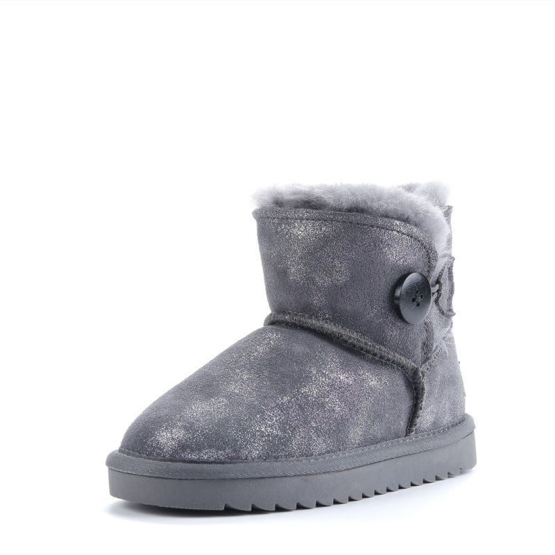 Uniszex gyerek bokacsizmája bokáig érő, marha bőr felső rész, fleece bélés, vastag szigetelés, GLQUGGWL