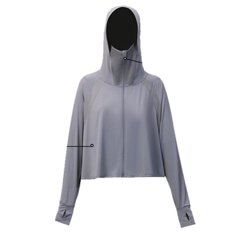 Šal s UV zaštitom za žene, ležerni kroj, dugi rukavi, zatvarač na zip, poliester, UPF 30+