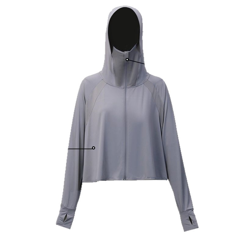 Šal s UV zaštitom za žene, ležerni kroj, dugi rukavi, zatvarač na zip, poliester, UPF 30+
