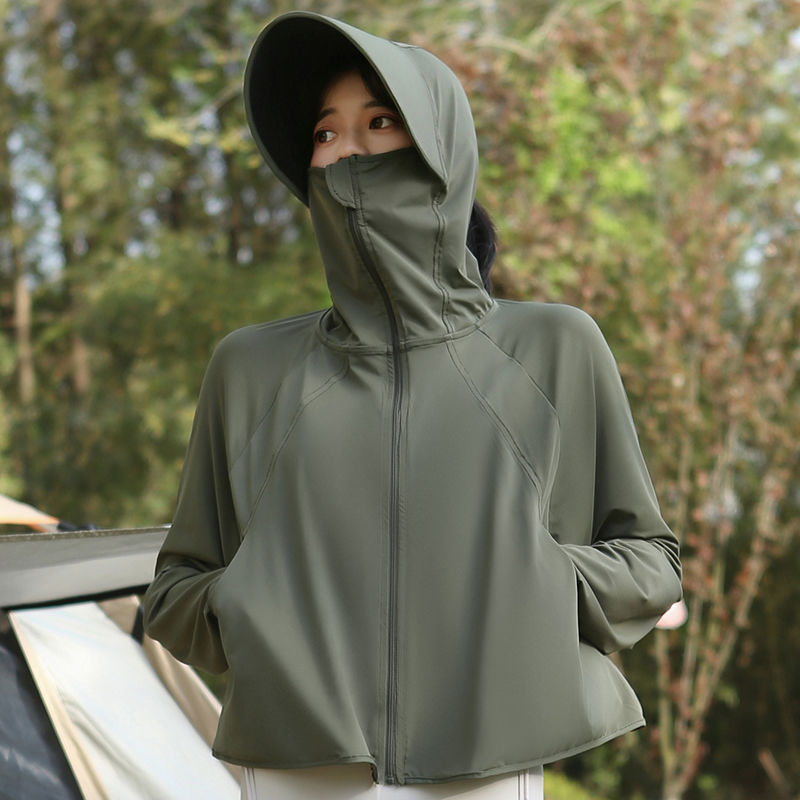 Šal s UV zaštitom za žene, ležerni kroj, dugi rukavi, zatvarač na zip, poliester, UPF 30+