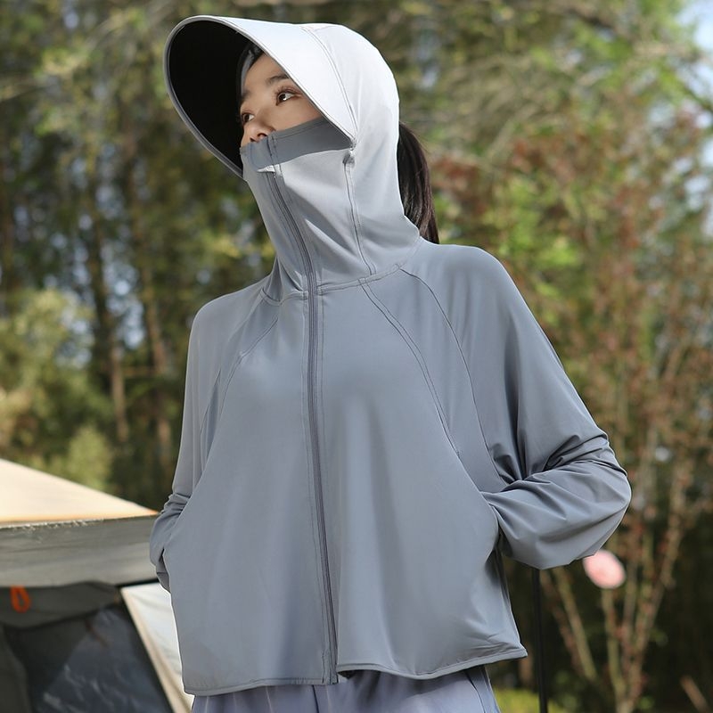 Šal s UV zaštitom za žene, ležerni kroj, dugi rukavi, zatvarač na zip, poliester, UPF 30+
