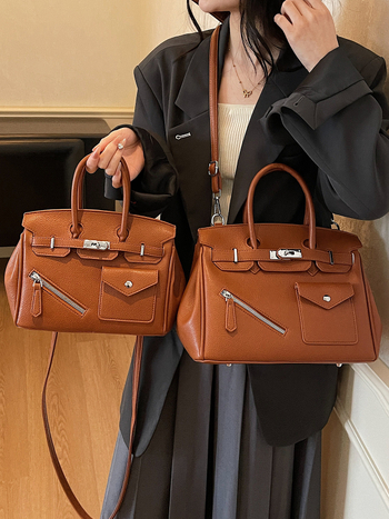 Crossbody torba u gradskom stilu, PU materijal, horizontalni kvadratni oblik, zaključavanje, unutarnja džep sa zipom