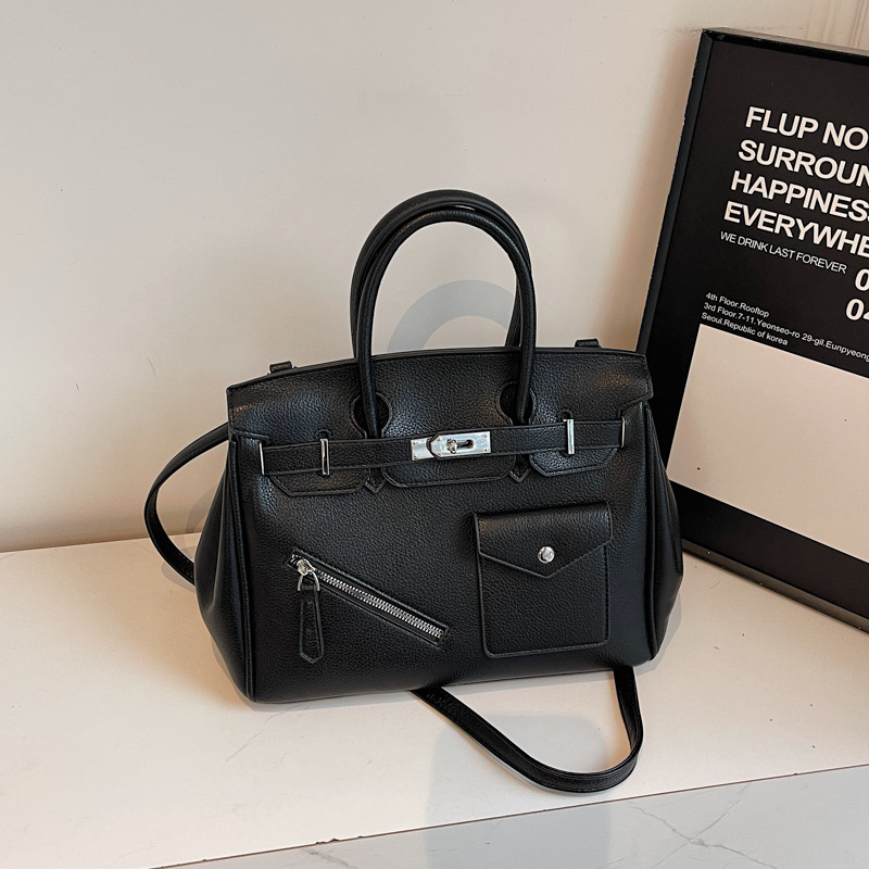 Crossbody torba u gradskom stilu, PU materijal, horizontalni kvadratni oblik, zaključavanje, unutarnja džep sa zipom