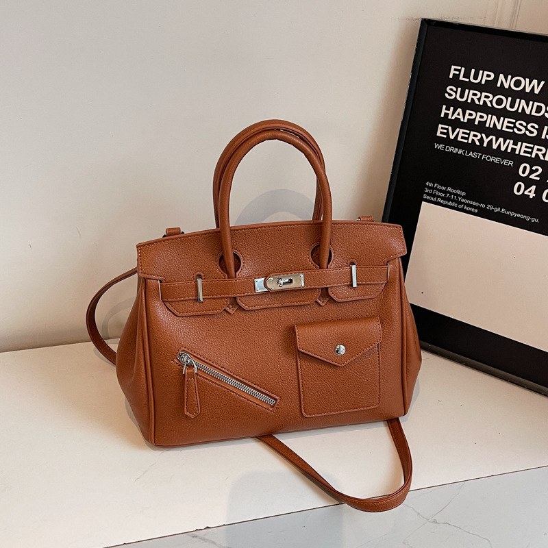 Crossbody torba u gradskom stilu, PU materijal, horizontalni kvadratni oblik, zaključavanje, unutarnja džep sa zipom