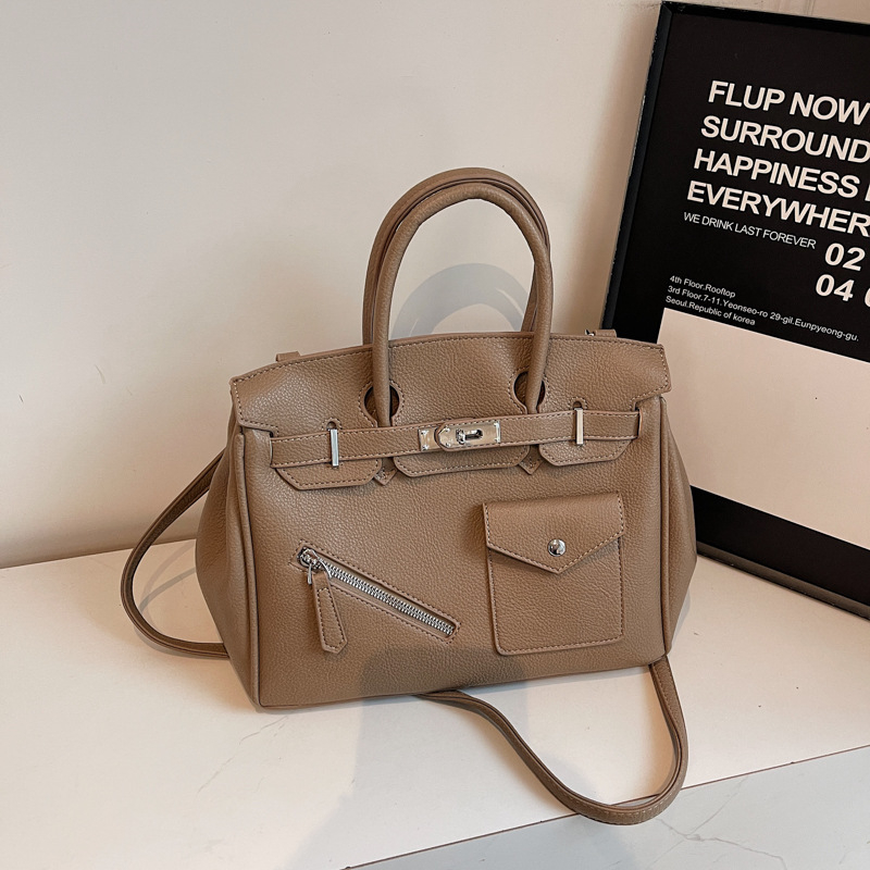 Crossbody torba u gradskom stilu, PU materijal, horizontalni kvadratni oblik, zaključavanje, unutarnja džep sa zipom