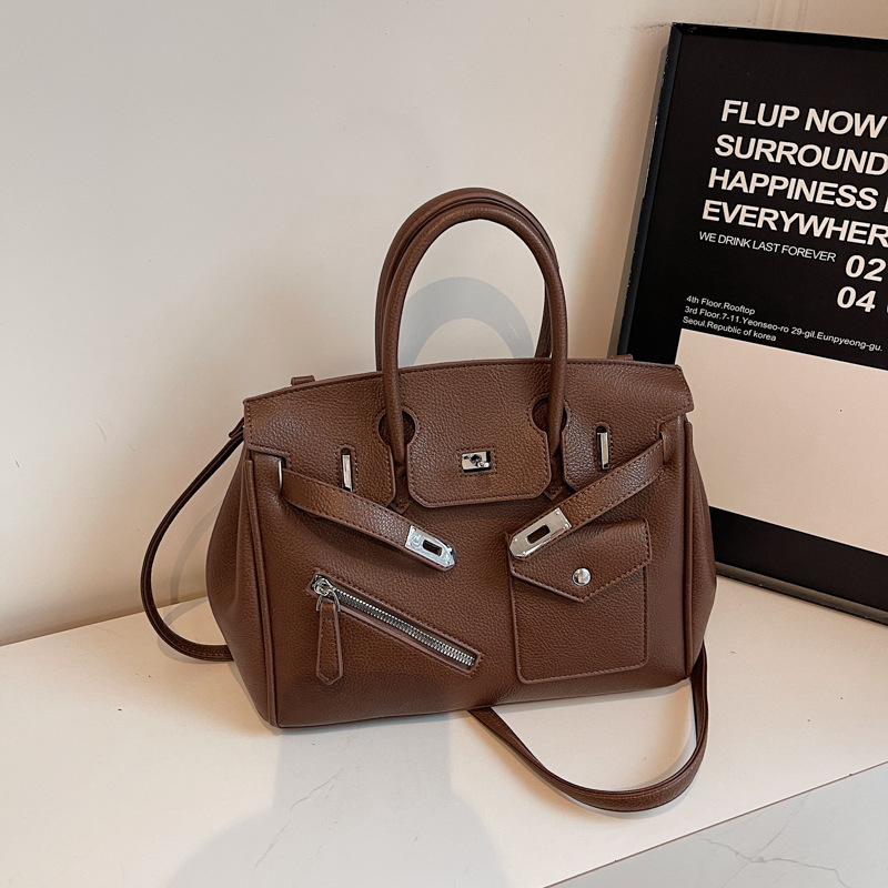 Crossbody torba u gradskom stilu, PU materijal, horizontalni kvadratni oblik, zaključavanje, unutarnja džep sa zipom