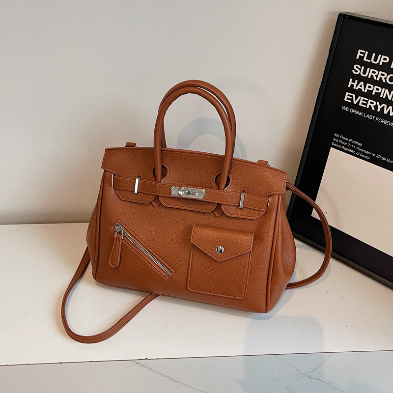 Crossbody torba u gradskom stilu, PU materijal, horizontalni kvadratni oblik, zaključavanje, unutarnja džep sa zipom