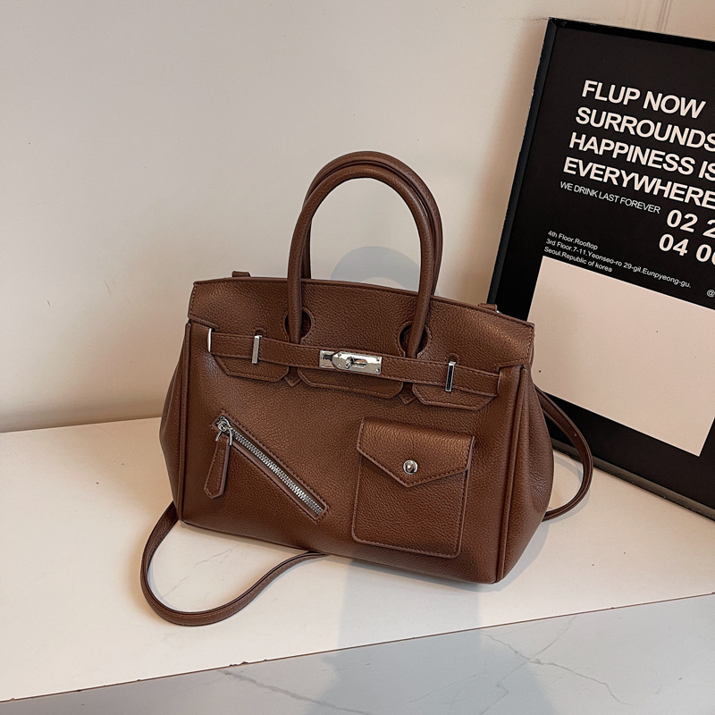 Crossbody torba u gradskom stilu, PU materijal, horizontalni kvadratni oblik, zaključavanje, unutarnja džep sa zipom