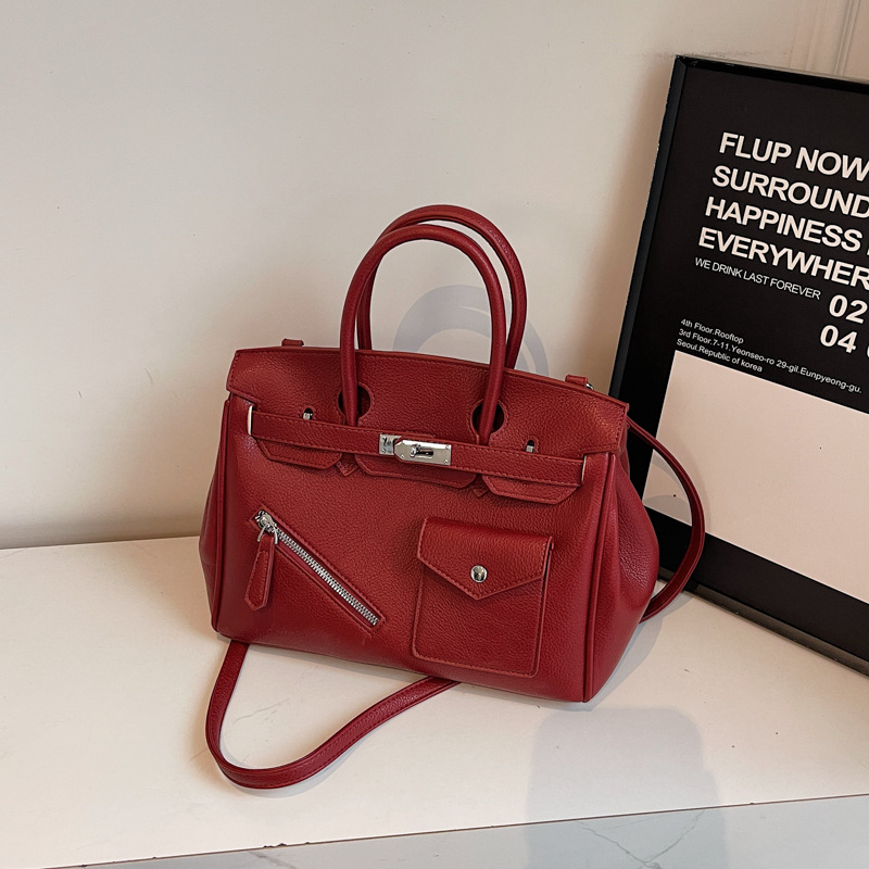 Crossbody torba u gradskom stilu, PU materijal, horizontalni kvadratni oblik, zaključavanje, unutarnja džep sa zipom