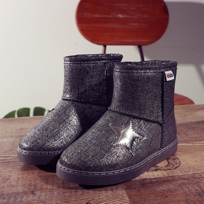 Nida gyerekeknek szóló bokacipő, koreai stílus, műbőr felsőrész, fleece belsővel, csúszásmentes talp, téli cipő gyerekeknek 1–16 évesek