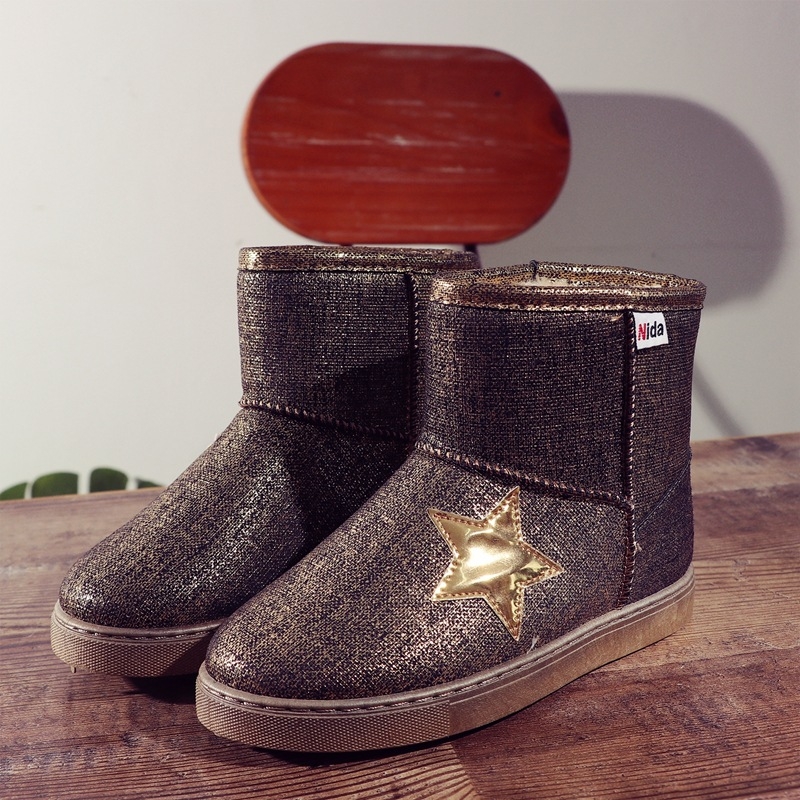 Nida gyerekeknek szóló bokacipő, koreai stílus, műbőr felsőrész, fleece belsővel, csúszásmentes talp, téli cipő gyerekeknek 1–16 évesek