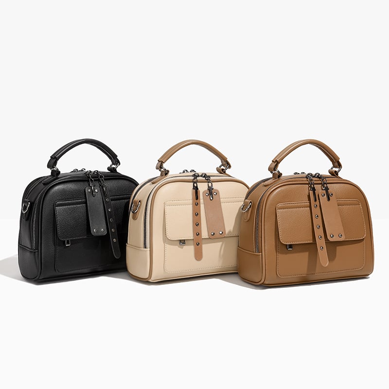 Ženska crossbody torba, PU koža, vodoravni kvadratni oblik, zatvaranje zipom, podstava od poliestera, unutarnji džepovi: skriveni džep sa zatvaračem, džep za telefon, džep za ID, proljeće 2025