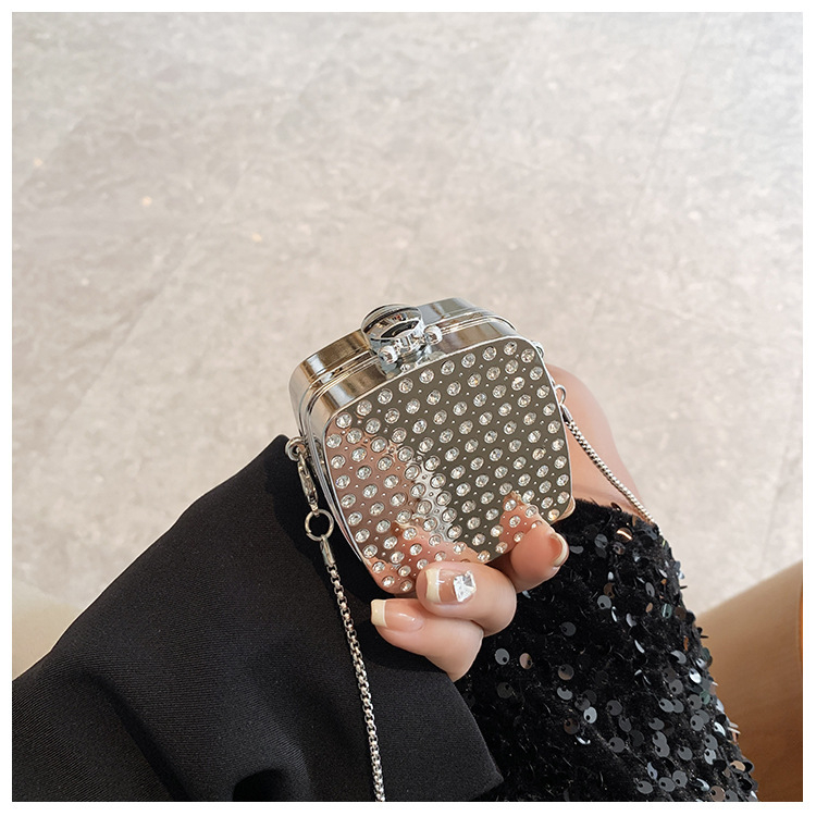 Акрилна кутия чанта с кристали, мини, заключваща се, твърда, пролет 2025