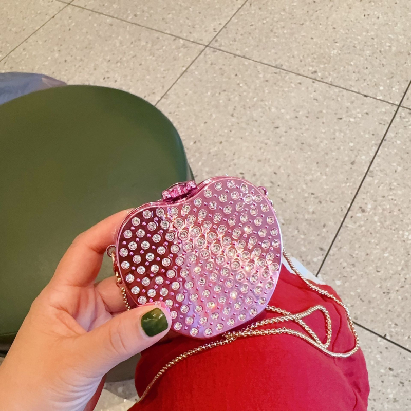 Акрилна кутия чанта с кристали, мини, заключваща се, твърда, пролет 2025