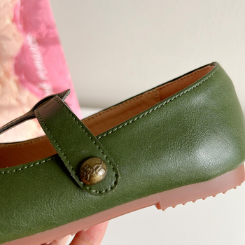 Detské Mary Jane topánky s mikrovláknovým zvrškom, gumová podrážka, zapínanie na Velcro, protišmyková podrážka, korejský štýl