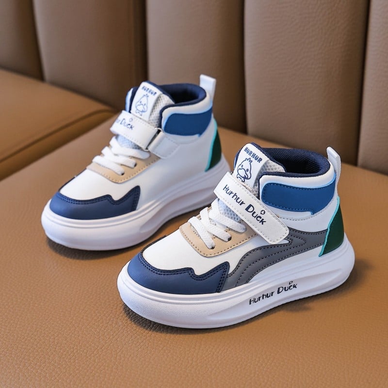 Little Yellow Duck uniszex gyerek sportcipő magas szárú fleece bélés – műbőr felsőrész, PVC talp, Velcro zárás, 2025-ös tél