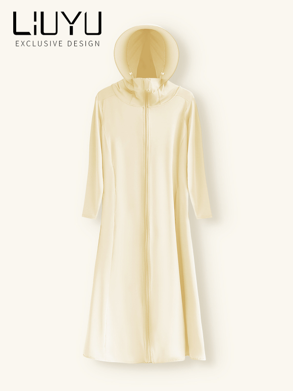 Женско слънцезащитно облекло с дълги ръкави, надколенна дължина, дишащ Ice Silk плат, UPF50+, Slim fit