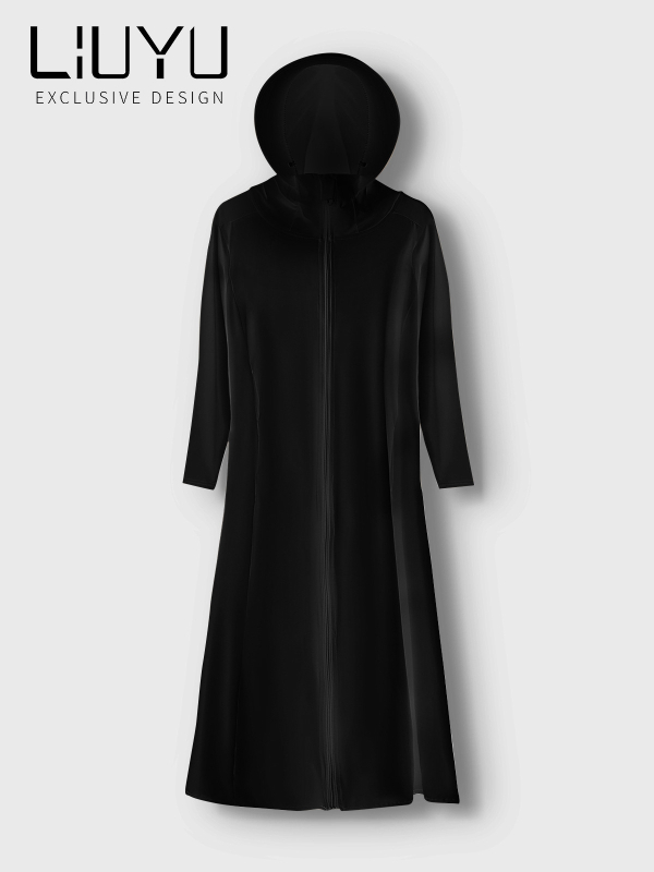 Женско слънцезащитно облекло с дълги ръкави, надколенна дължина, дишащ Ice Silk плат, UPF50+, Slim fit