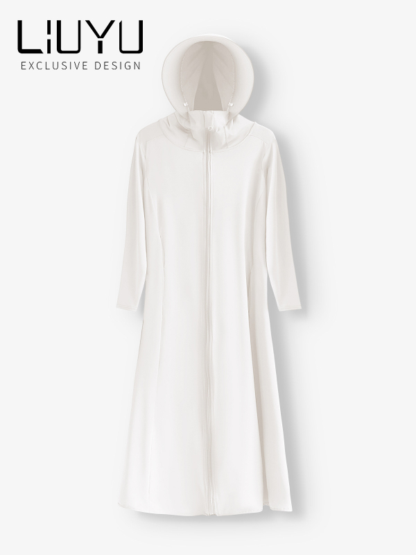 Женско слънцезащитно облекло с дълги ръкави, надколенна дължина, дишащ Ice Silk плат, UPF50+, Slim fit