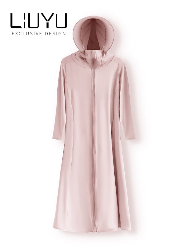 Женско слънцезащитно облекло с дълги ръкави, надколенна дължина, дишащ Ice Silk плат, UPF50+, Slim fit