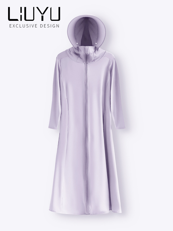 Женско слънцезащитно облекло с дълги ръкави, надколенна дължина, дишащ Ice Silk плат, UPF50+, Slim fit