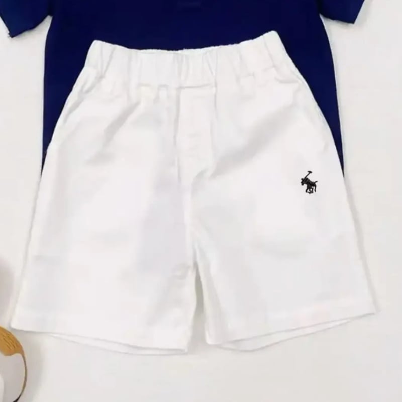 Σετ πόλο για παιδιά: πόλο πουκάμισο με κοντά μανίκια και σορτς, αναπνεύσιμο βαμβάκι, γιακάς polo, unisex, 3–8 ετών