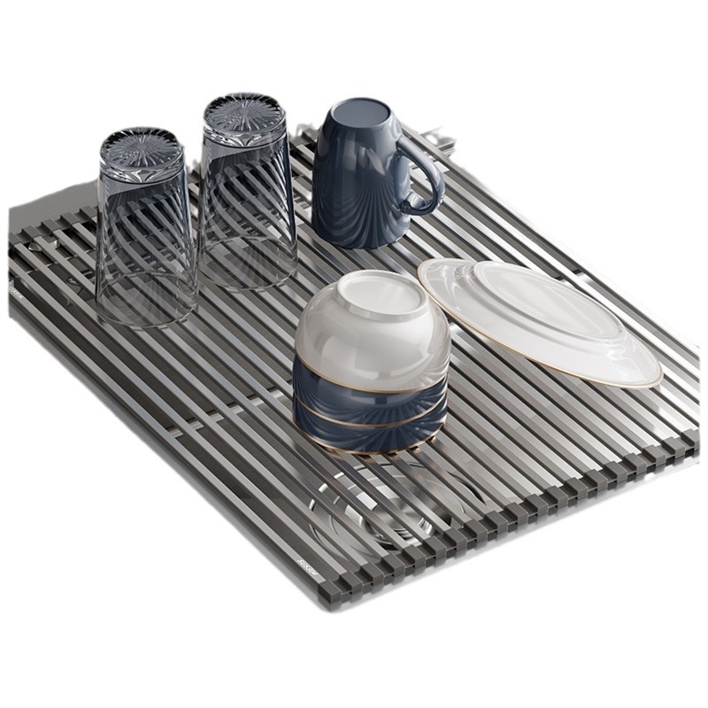 Сгъваема поставка за отцеждане за кухненска мивка, 304 неръждаема стомана, органайзер за съхранение