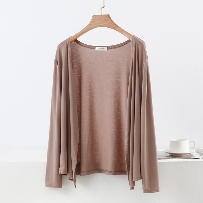 Modalové vonkajšie oblečenie, otvorený predný diel, tenké, dlhé rukávy, voľný strih, patchwork, obsah modal 90–95%