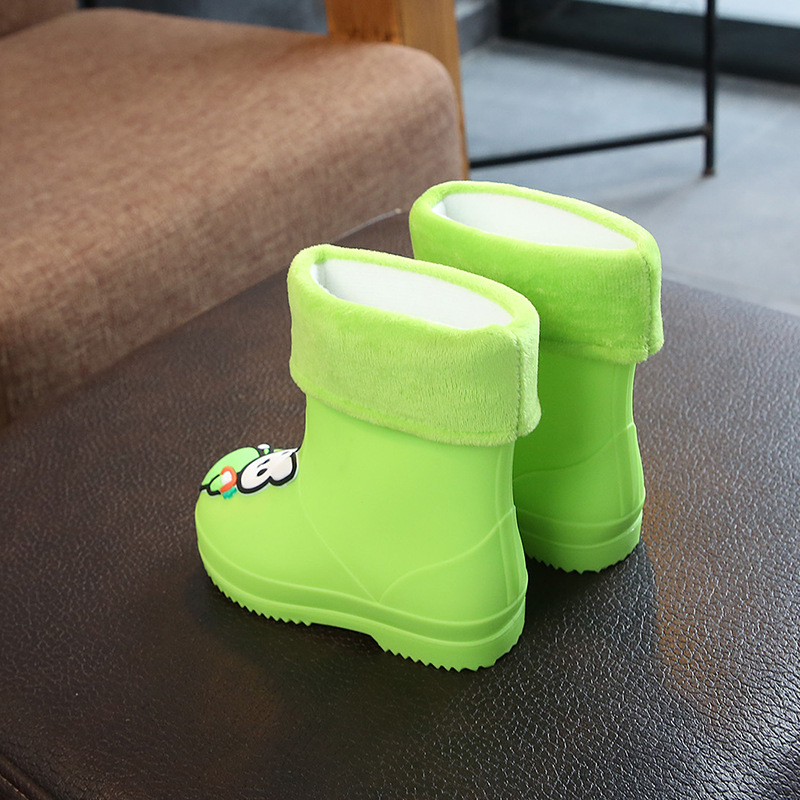 Детски ботуши за дъжд с карикатурен принт, леки, водоустойчиви, подплатени с флис и нехлъзгаща подметка, за възраст 1-6 години